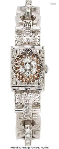 Girard Perregaux Diamond, White Gold Covered Dial Watch Case...