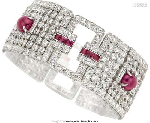 Diamond, Ruby, Platinum Bracelet Stones: European and transi...