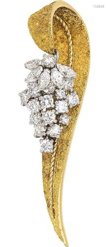 Marchak Diamond, Platinum, Gold Brooch, French Stones: Full ...