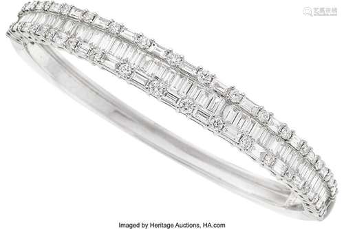 Diamond, White Gold Bracelet Stones: Full and baguette-cut d...