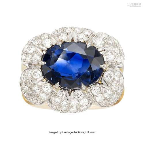 Cartier Ceylon Sapphire, Diamond, Platinum, Gold Ring, Frenc...