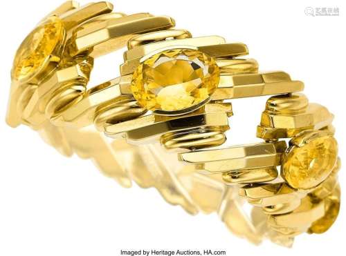 Donna Gemma Citrine, Gold Bracelet Stones: Oval-shaped citri...