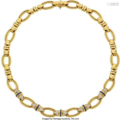 Tiffany & Co. Diamond, Sapphire, Gold Necklace Stones: F...