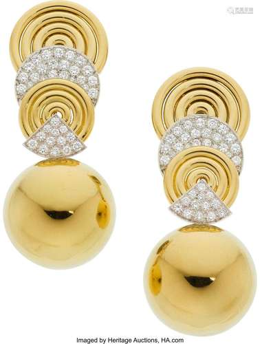 Demner Diamond, Gold Convertible Earrings Stones: Full-cut d...