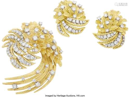 Diamond, Gold Jewelry Suite Stones: European and full-cut di...