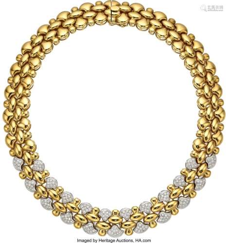 Ansuini Poma Diamond, Gold Necklace Stones: Full-cut diamond...