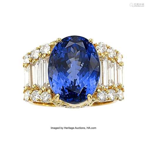 Tanzanite, Diamond, Gold Ring Stones: Oval-shaped tanzanite ...