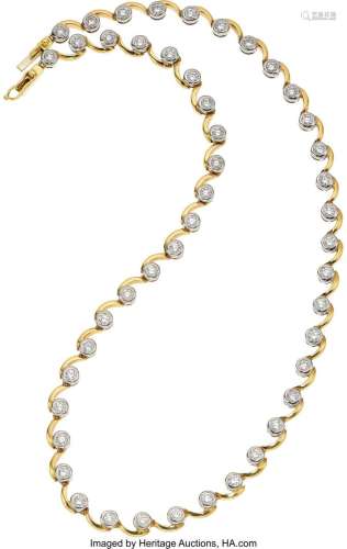 Diamond, Gold Necklace Stones: Full-cut diamonds weighing a ...
