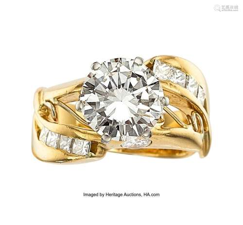 Diamond, Gold Ring Stones: Round brilliant-cut diamond weigh...