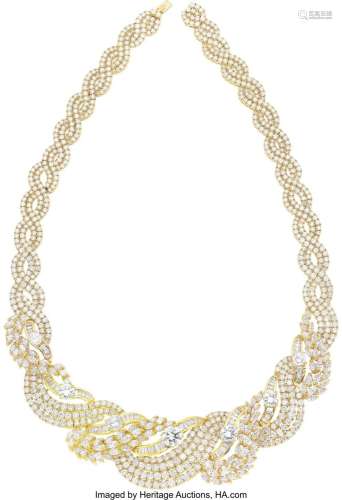 Diamond, Gold Necklace Stones: Round brilliant-cut diamonds ...