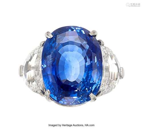 Tallarico Ceylon Sapphire, Diamond, Platinum Ring Stones: Ov...