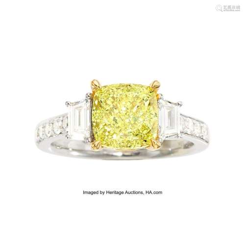 Smithsonian Fancy Intense Yellow Diamond, Diamond, Gold Ring...