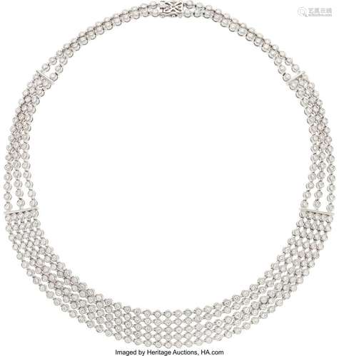 Diamond, White Gold Necklace Stones: Full-cut diamonds weigh...