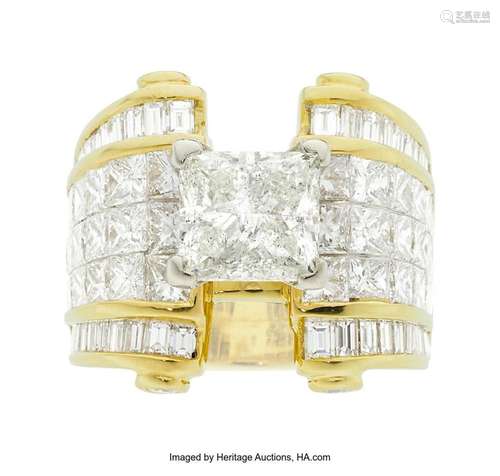 Diamond, Gold Ring Stones: Rectangular brilliant-cut diamond...