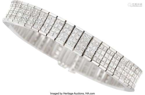 Diamond, White Gold Bracelet Stones: Square brilliant-cut di...