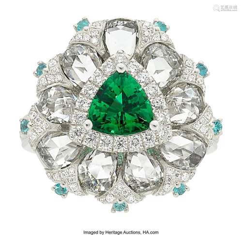 Paraiba Tourmaline, Tourmaline, Diamond, Platinum Ring Stone...