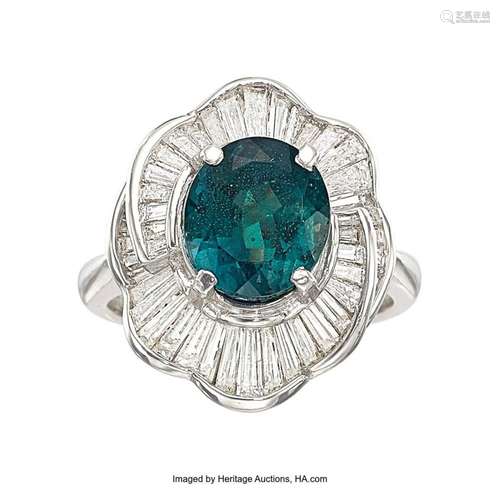 Brazilian Alexandrite, Diamond, Platinum Ring Stones: Oval-s...