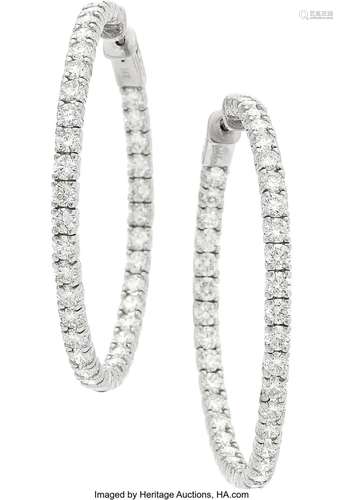 Diamond, White Gold Earrings Stones: Full-cut diamonds weigh...