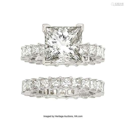 Diamond, Platinum Eternity Ring Set Stones: Square brilliant...