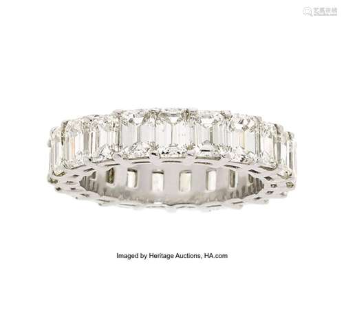 Diamond, Platinum Eternity Ring Stones: Emerald-cut diamonds...