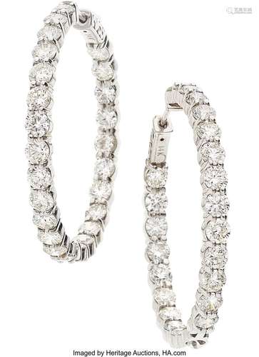 Diamond, White Gold Earrings Stones: Full-cut diamonds weigh...