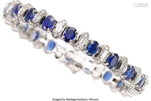 Gregg Ruth Sapphire, Diamond, White Gold Bracelet Stones: Ov...