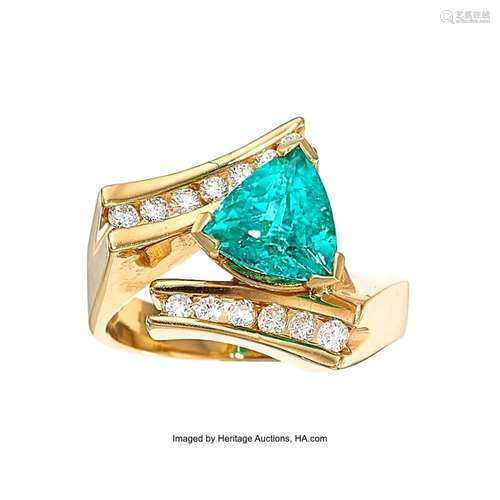 Paraiba Tourmaline, Diamond, Gold Ring Stones: Triangular-sh...