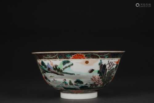 Colorful landscape figure bowl