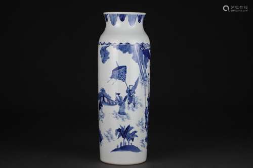 Blue and white character story straight bottle