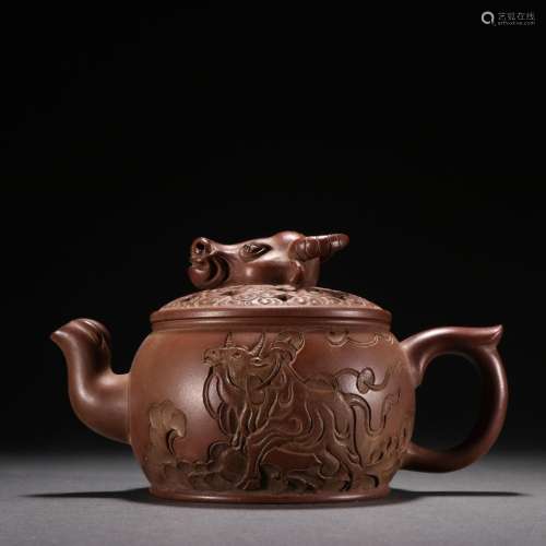 Purple clay bullish teapot