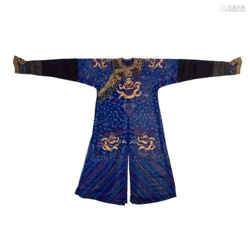 BLUE-GROUND GAUZE 'NINE DRAGONS' SUMMER ROBE, JIFU QING DYNA...