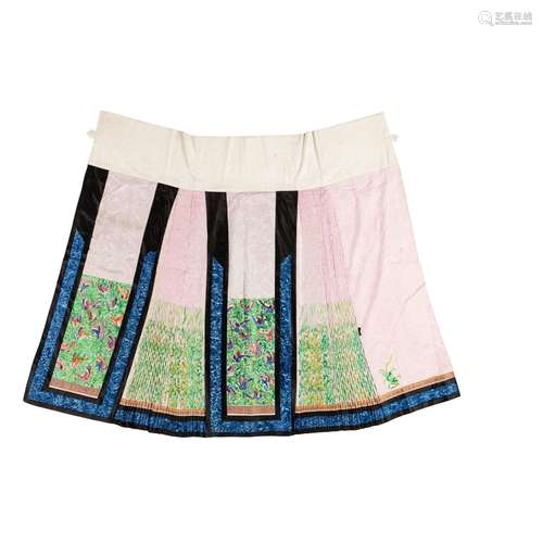 HAN CHINESE WOMAN'S EMBROIDERED PINK GROUND 'BUTTERFLY' SILK...