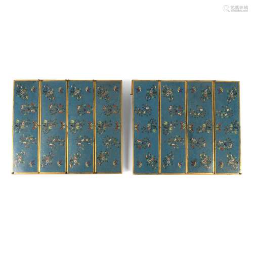 GROUP OF EIGHT CLOISONNÉ ENAMEL PLAQUES QING DYNASTY, 19TH C...