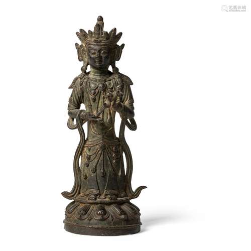 GILT BRONZE FIGURE OF A BODHISATTVA MING DYNASTY