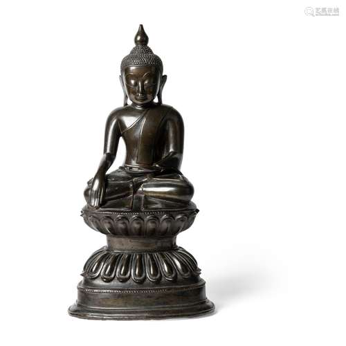 BRONZE FIGURE OF BUDDHA SHAKYAMUNI BURMESE, SHAN STYLE, 17TH...