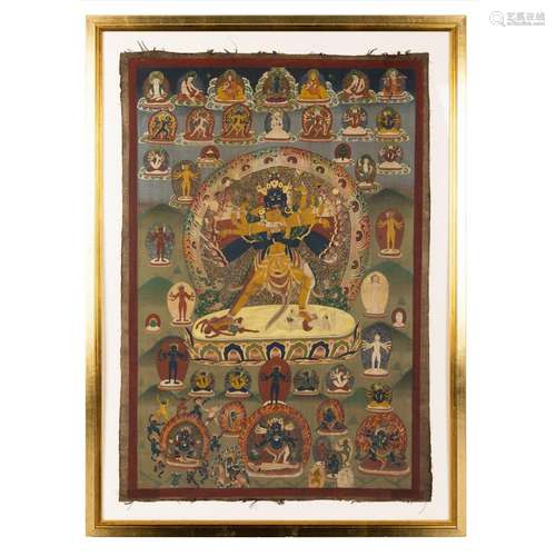 THANGKA DEPICTING VAJRASATTVA WITH CONSORT QING DYNASTY, 19T...