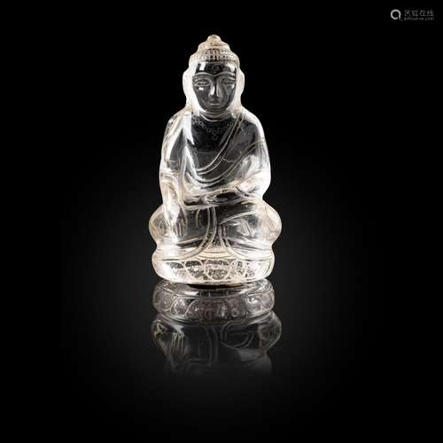 ROCK CRYSTAL CARVING OF A SEATED BUDDHA QING DYNASTY, 19TH C...