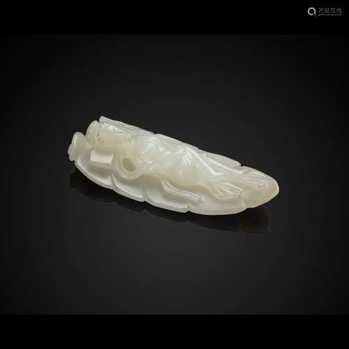 WHITE JADE CARVING OF A RECLINING NUDE 19TH-20TH CENTURY