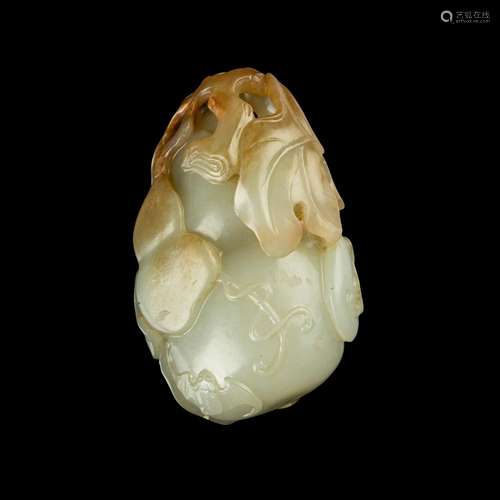 CELADON JADE WITH RUSSET SKIN 'GOURD' PENDANT QING DYNASTY, ...