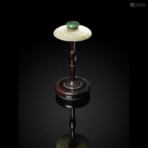 PALE CELADON JADE AND HARDWOOD HAT STAND QING DYNASTY, 19TH ...