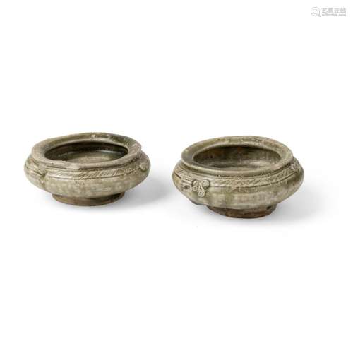 PAIR OF PROTO-PORCELAIN CELADON-GLAZED STONEWARE BOWLS WESTE...