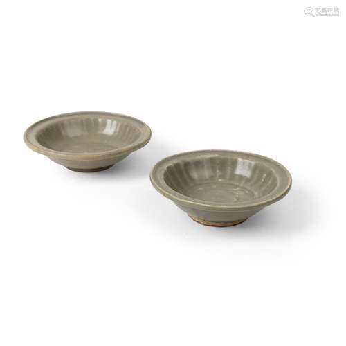 TWO LONGQUAN CELADON 'CHRYSANTHEMUM' DISHES SOUTHERN SONG DY...