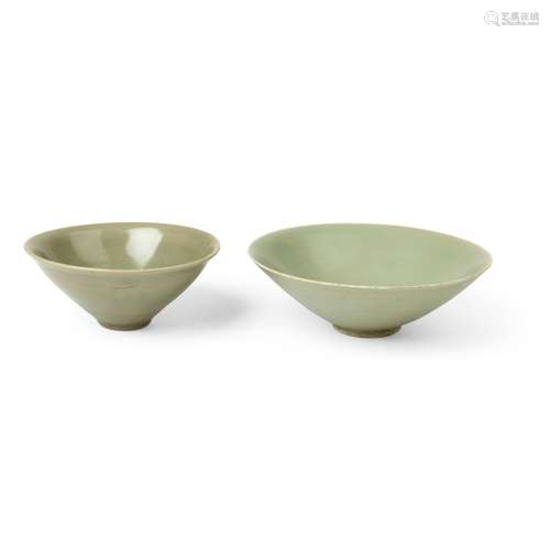 TWO CELADON-GLAZED TEABOWLS SONG DYNASTY