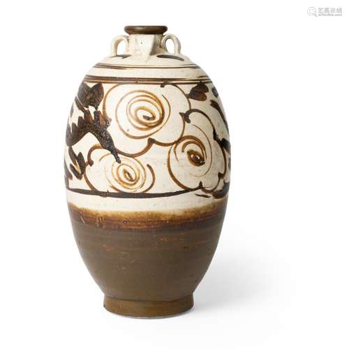 PAINTED CIZHOU 'FLOWER' HANDLED VASE SONG/JIN TO YUAN DYNAST...