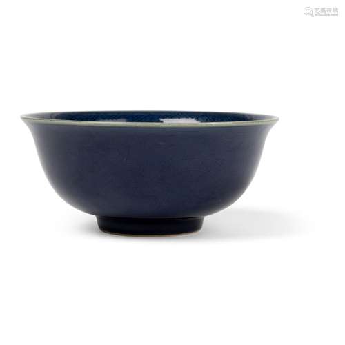 BLUE-GLAZED 'DRAGON' BOWL WANLI MARK, POSSIBLY QING DYNASTY