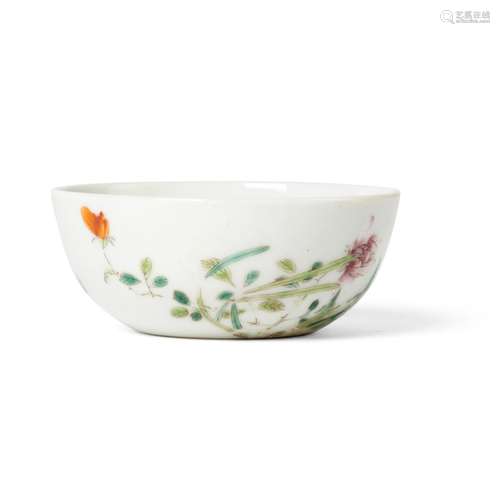 FAMILLE ROSE 'FLOWERS AND BUTTERFLIES' CUP YONGZHENG MARK AN...