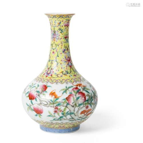 FAMILLE ROSE 'PEACH' VASE QING DYNASTY, QIANLONG MARK AND OF...