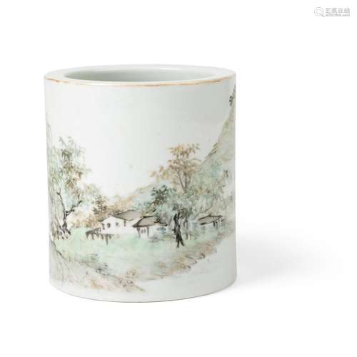 QIANJIANG ENAMELLED BRUSH POT QING DYNASTY, GUANGXU MARK AND...