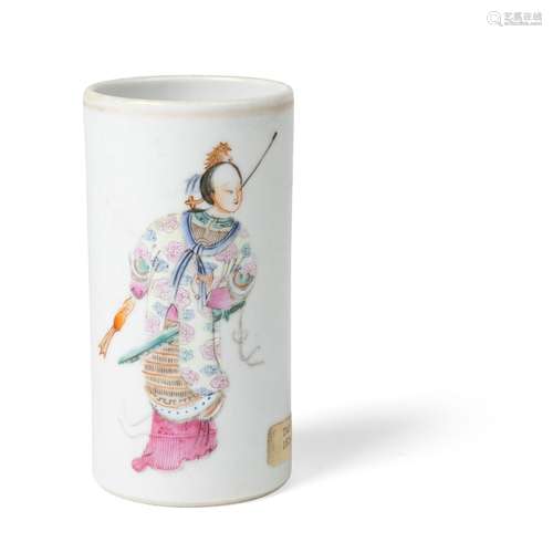 FAMILLE ROSE INSCRIBED 'WUSHUANGPU' BRUSH POT QING DYNASTY, ...