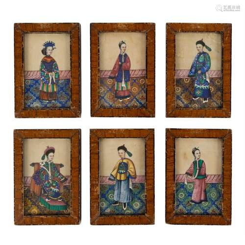 GROUP OF TWENTY TWO 'COURT LIFE' PITH PAINTINGS QING DYNASTY...